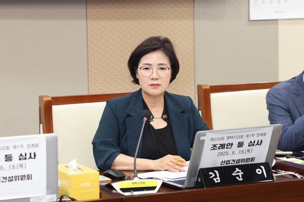 2025년 행정사무감사를 진행 중인 평택시의회 김순이 의원