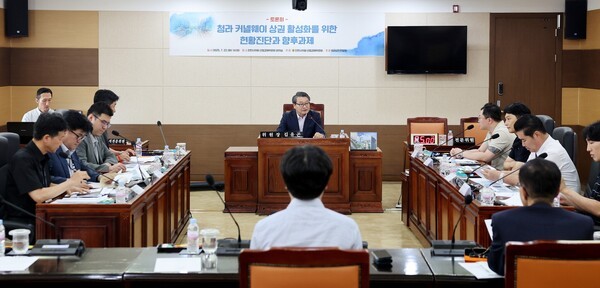 인천시의회 산업경제위원회가 지역주민과 상인들의 고민이 깊어지고 있는 청라 커낼웨이의 상권 활성화 해법을 찾는 자리를 마련했다. 사진제공=인천시의회