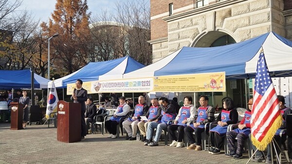 평택시의회 강정구 의장이 축사를하고 있다.(사진=서인호 기자)