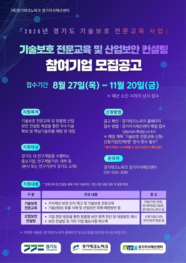 경기테크노파크, 중소기업 기술유출 막는다... 현장 보안진단 지원 - 뉴스 썸네일 이미지